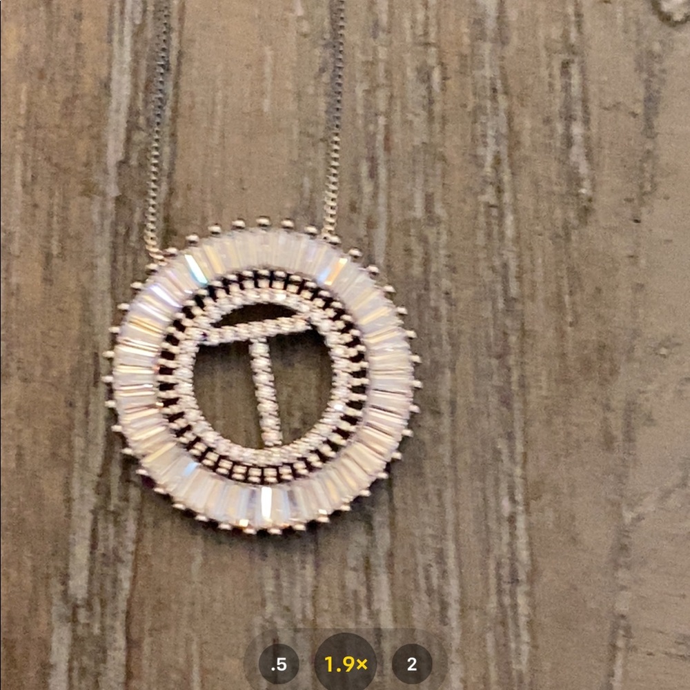 Silver Sunburst Initial Necklace Letter T
